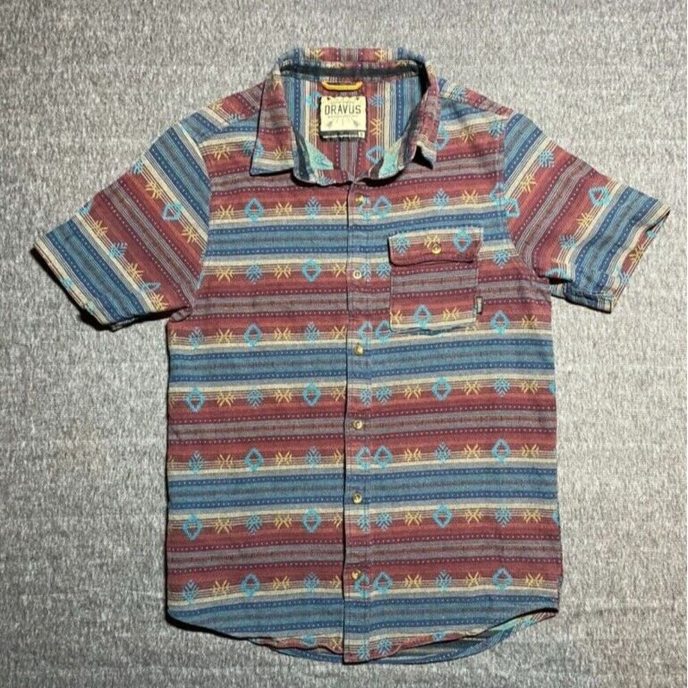 Dravus Tribal Geometric Print Sz XL Vintage Aztec south western Men's Shirt